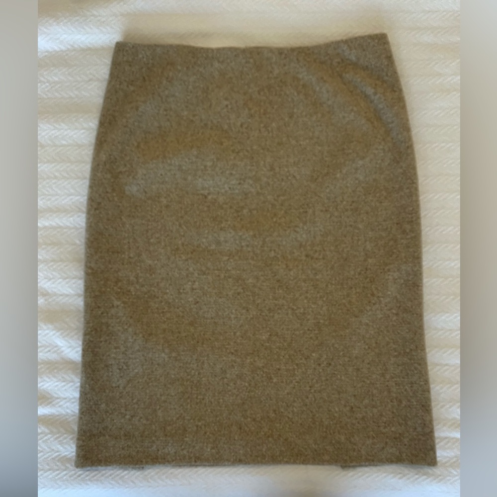 Like NEW - Theory Womens Wool Skirt Pencil Straight Tweed Textured Oatmeal 8